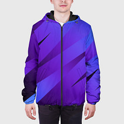 Куртка с капюшоном мужская Сине-фиолетовый абстрактные линии, цвет: 3D-черный — фото 2