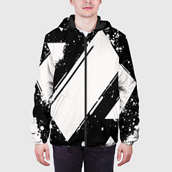 Куртка с капюшоном мужская Color black white, цвет: 3D-черный — фото 2