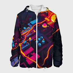 Куртка с капюшоном мужская Техническая абстракция, цвет: 3D-белый