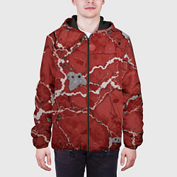 Куртка с капюшоном мужская Красно-серый мрамор, цвет: 3D-черный — фото 2