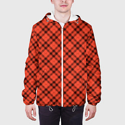 Куртка с капюшоном мужская Черно оранжевый в косую клетку, цвет: 3D-белый — фото 2