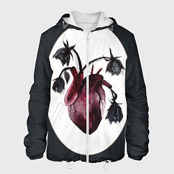 Куртка с капюшоном мужская Цветы любви: увядшее сердце, цвет: 3D-белый