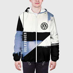 Куртка с капюшоном мужская Volkswagen логотип, цвет: 3D-белый — фото 2