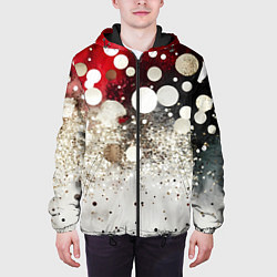 Куртка с капюшоном мужская Красно-белый текстурный фон, цвет: 3D-черный — фото 2