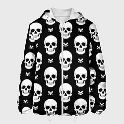 Куртка с капюшоном мужская Черепной фон, цвет: 3D-белый