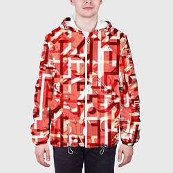 Куртка с капюшоном мужская Красно-белый объёмный эффект, цвет: 3D-белый — фото 2
