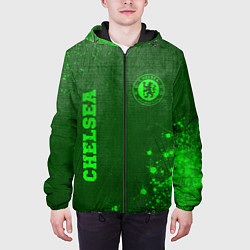 Куртка с капюшоном мужская Chelsea - green gradient вертикально, цвет: 3D-черный — фото 2