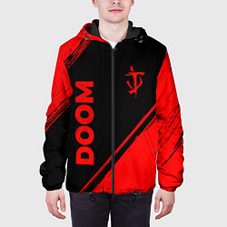 Куртка с капюшоном мужская Doom - red gradient вертикально, цвет: 3D-черный — фото 2