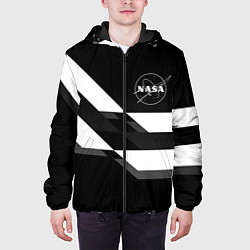 Куртка с капюшоном мужская Nasa геометрия полосы, цвет: 3D-черный — фото 2