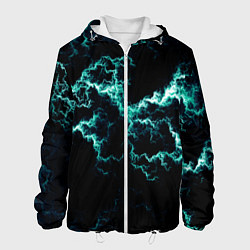 Куртка с капюшоном мужская Lightning light blue glow, цвет: 3D-белый