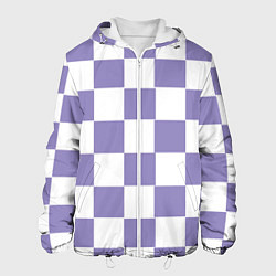 Куртка с капюшоном мужская Квадраты фиолетовые, цвет: 3D-белый