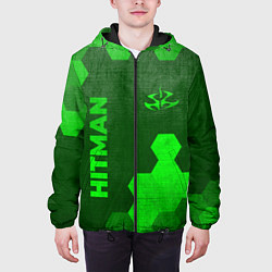 Куртка с капюшоном мужская Hitman - green gradient вертикально, цвет: 3D-черный — фото 2