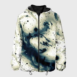 Куртка с капюшоном мужская Бежевый и тёмно-синий космическая абстракция, цвет: 3D-черный