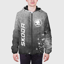 Куртка с капюшоном мужская Skoda - grey gradient вертикально, цвет: 3D-черный — фото 2