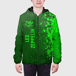 Куртка с капюшоном мужская Led Zeppelin - green gradient по-вертикали, цвет: 3D-черный — фото 2