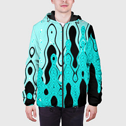 Куртка с капюшоном мужская Чёрно-голубой абстракция, цвет: 3D-черный — фото 2