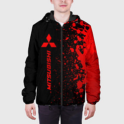 Куртка с капюшоном мужская Mitsubishi - red gradient по-вертикали, цвет: 3D-черный — фото 2