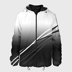 Куртка с капюшоном мужская Градиент с полосами из белого в тёмный, цвет: 3D-черный