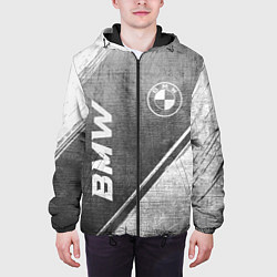 Куртка с капюшоном мужская BMW - grey gradient вертикально, цвет: 3D-черный — фото 2