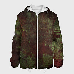 Куртка с капюшоном мужская Абстракция - green fabric soaked in red paint, цвет: 3D-белый