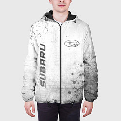 Куртка с капюшоном мужская Subaru - white gradient вертикально, цвет: 3D-черный — фото 2