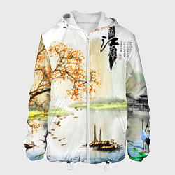 Куртка с капюшоном мужская China Landscape, цвет: 3D-белый