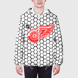 Куртка с капюшоном мужская Детройт Ред Уингз - белые соты, цвет: 3D-белый — фото 2