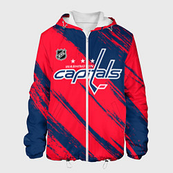 Куртка с капюшоном мужская Вашингтон Кэпиталз - бырзги красок, цвет: 3D-белый