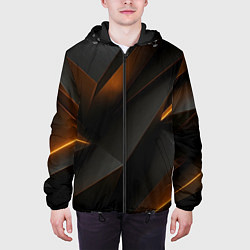 Куртка с капюшоном мужская Черная текстура с углами, цвет: 3D-черный — фото 2
