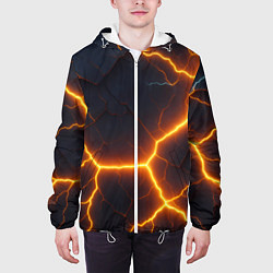 Куртка с капюшоном мужская Молнии и черные объемные плиты, цвет: 3D-белый — фото 2