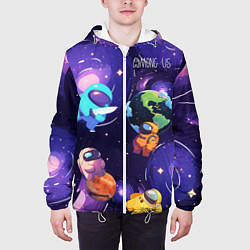 Куртка с капюшоном мужская Among Us космос, цвет: 3D-белый — фото 2