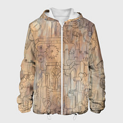 Куртка с капюшоном мужская Стимпанк элементы, цвет: 3D-белый