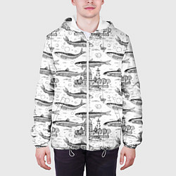 Куртка с капюшоном мужская Корюшка и рыбалка в Питере паттерн, цвет: 3D-белый — фото 2