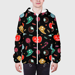 Куртка с капюшоном мужская Halloween red pumpkin, цвет: 3D-белый — фото 2