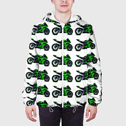 Куртка с капюшоном мужская Motorbike green, цвет: 3D-белый — фото 2