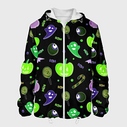 Куртка с капюшоном мужская Halloween black pumpkin pattern, цвет: 3D-белый