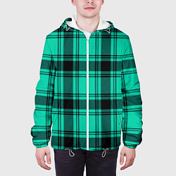 Куртка с капюшоном мужская Checkered turquoise, цвет: 3D-белый — фото 2