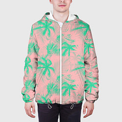 Куртка с капюшоном мужская Palm turquoise pink, цвет: 3D-белый — фото 2