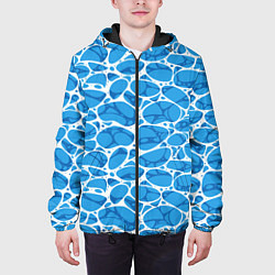 Куртка с капюшоном мужская Волновая рябь на поверхности воды паттерн, цвет: 3D-черный — фото 2