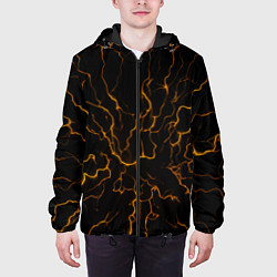 Куртка с капюшоном мужская Разряды электричества текстура, цвет: 3D-черный — фото 2