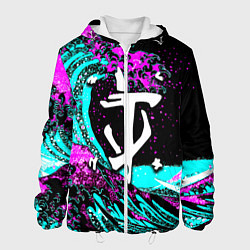 Куртка с капюшоном мужская Doom самураи неоновая волна, цвет: 3D-белый