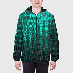 Куртка с капюшоном мужская Нефритовый зелёный абстракция, цвет: 3D-черный — фото 2