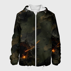 Мужская куртка Огненные следы от пуль на камуфляже