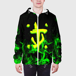 Куртка с капюшоном мужская Doom кислотное лого огненный, цвет: 3D-белый — фото 2