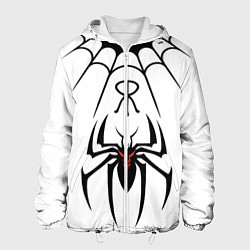 Куртка с капюшоном мужская Паук на белом - the web of Fate, цвет: 3D-белый