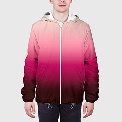 Куртка с капюшоном мужская Градиент transcendent pink омбре, цвет: 3D-белый — фото 2