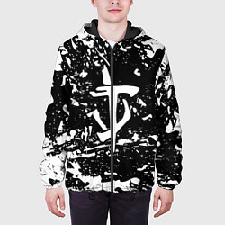 Куртка с капюшоном мужская Doom краски белые штрихи, цвет: 3D-черный — фото 2