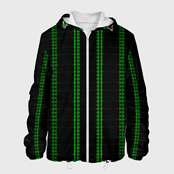 Куртка с капюшоном мужская Color black cage green stripes, цвет: 3D-белый