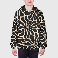 Куртка с капюшоном мужская Цветы black pattern, цвет: 3D-черный — фото 2