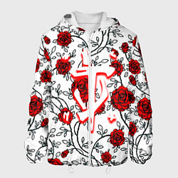 Куртка с капюшоном мужская Doom розы, цвет: 3D-белый